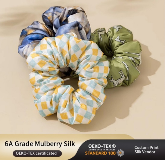 printed silk scrunchies