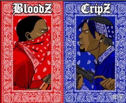 red and blue bandana