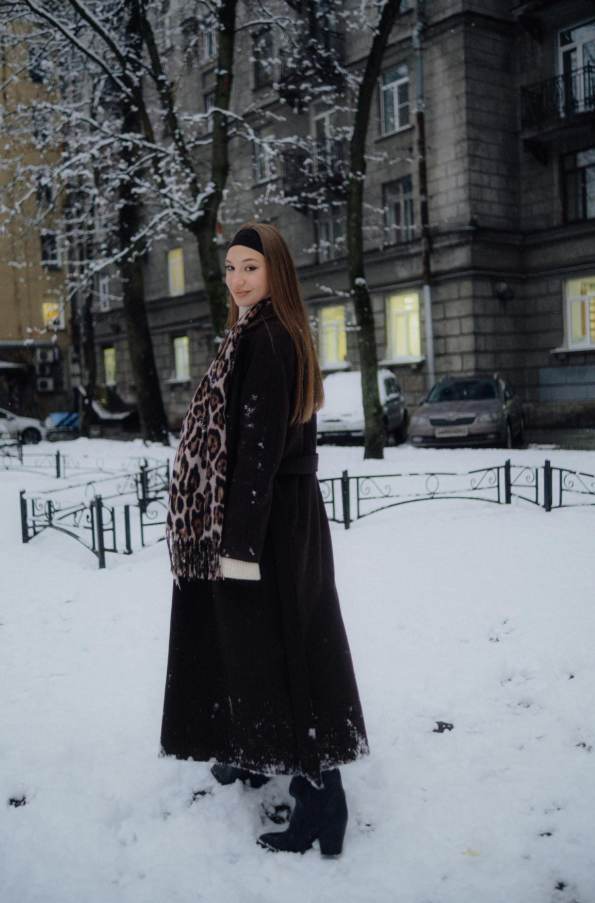 leopard print scarf in snow