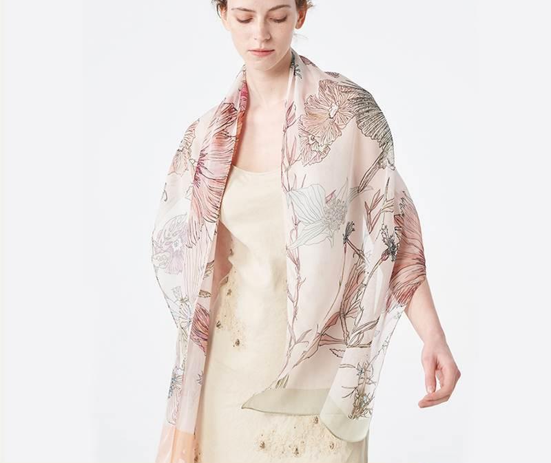 Printed silk chiffon oblong scarf-22