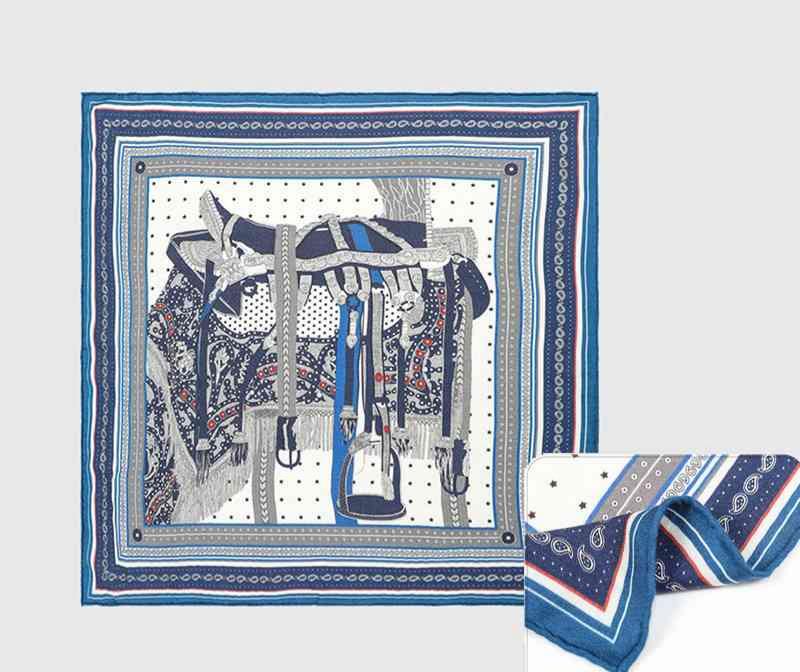 herribone printed silk wool scarf