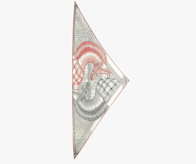 Double-sided digital printed silk wool diamond scarf-28
