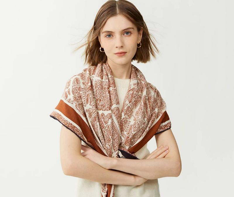 Printed lady silk wool shawl-21