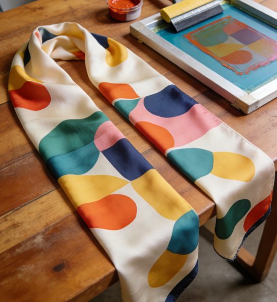 Screen Printing Silk Scarves2
